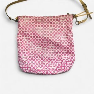Coach Pink and White Signature Shoulder Bag